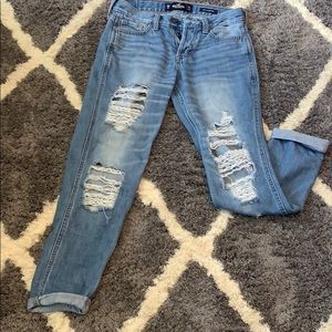Hollister low rise boyfriend jeans with cuffs